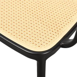 كرسي مفرد خارجي بلاستيك وراتان أسود