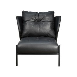 كرسي مفرد جلد بهيكل معدني تصميم عصري أسود