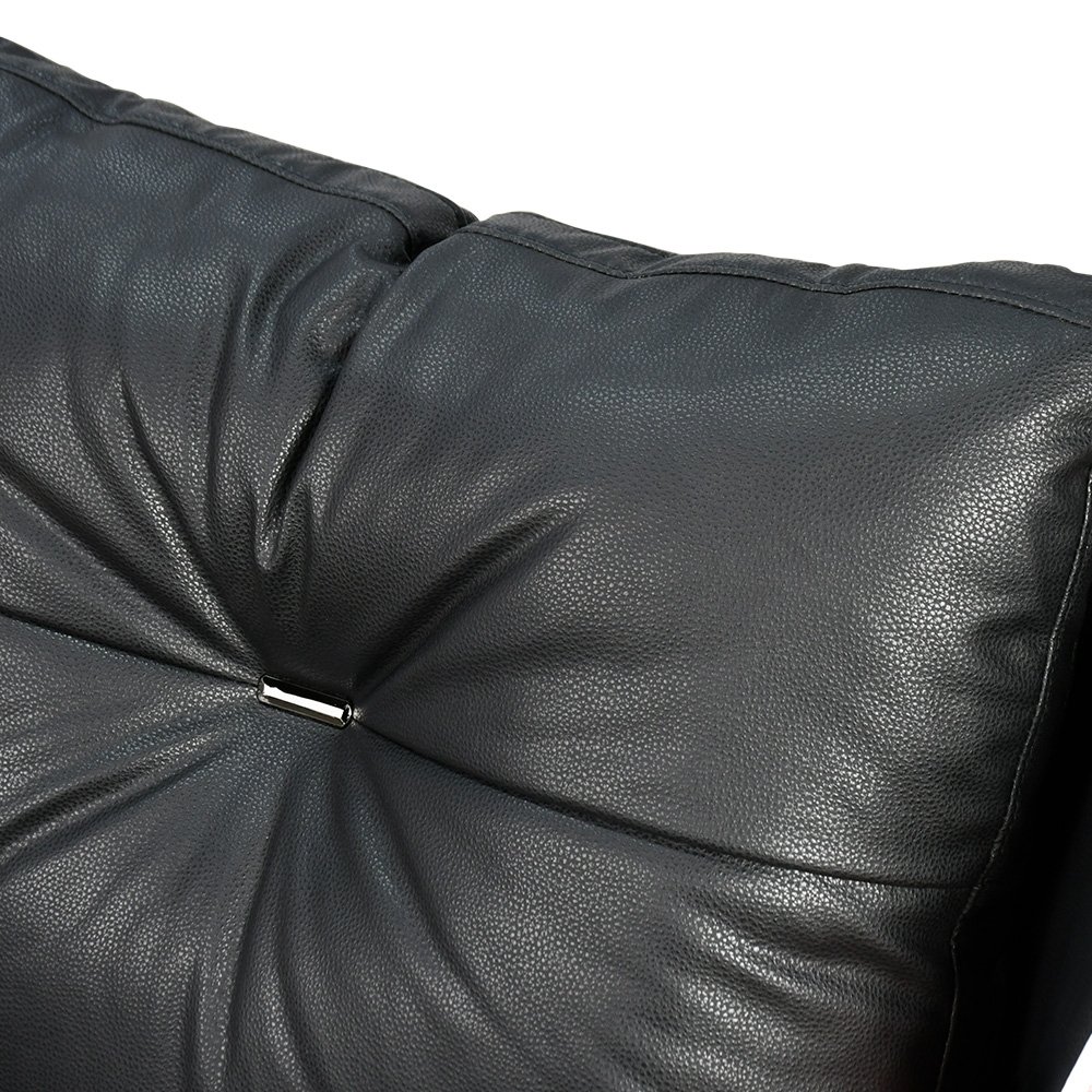 كرسي مفرد جلد بهيكل معدني تصميم عصري أسود