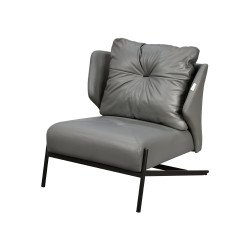 كرسي مفرد جلد بهيكل معدني تصميم عصري رمادي