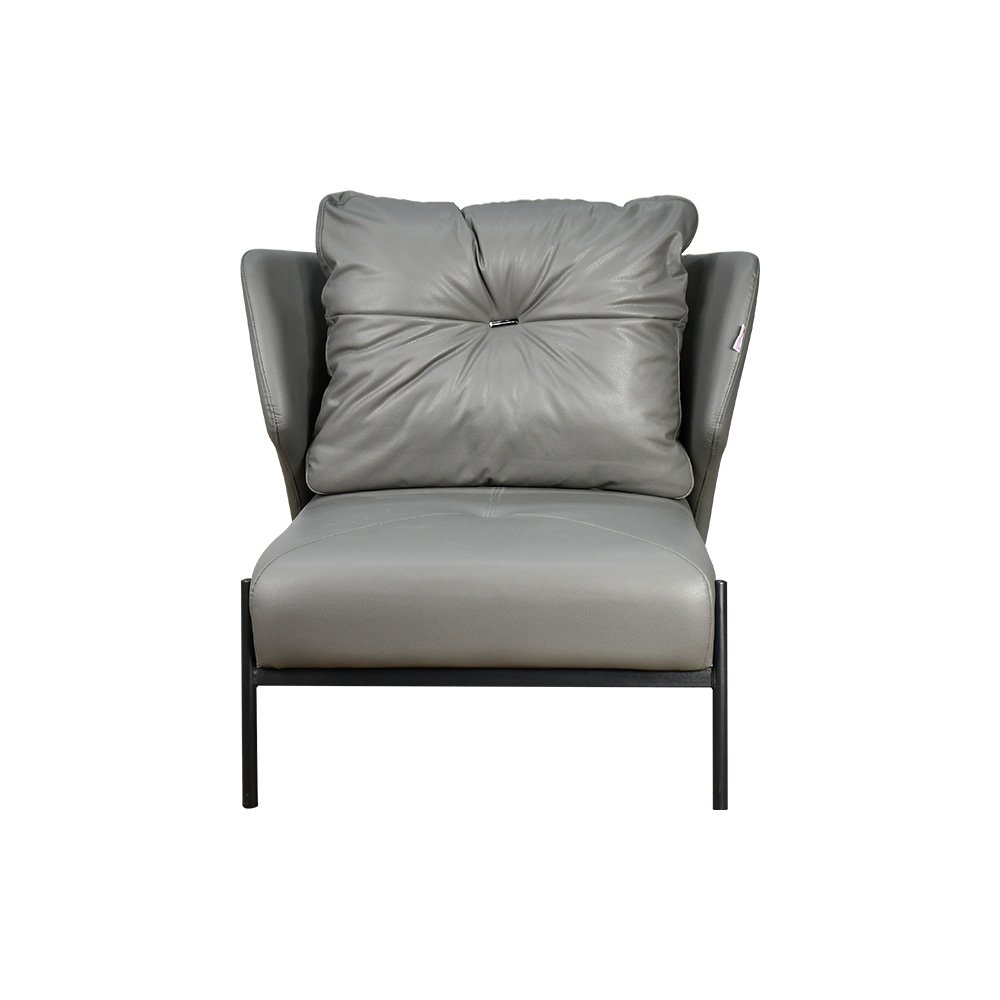 كرسي مفرد جلد بهيكل معدني تصميم عصري رمادي