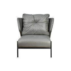 كرسي مفرد جلد بهيكل معدني تصميم عصري رمادي