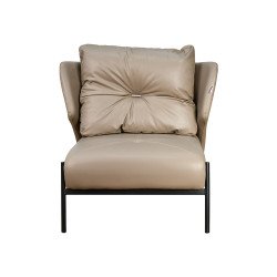 كرسي مفرد جلد بهيكل معدني تصميم عصري كافيه