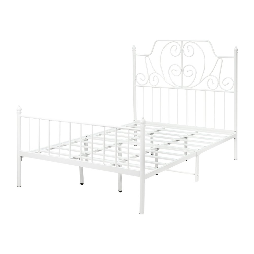 هيكل سرير معدني أبيض 200×140 سم
