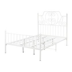 هيكل سرير معدني أبيض 200×140 سم