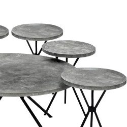 طقم طاولات خدمة 7 قطع خشبي بأرجل معدنية رمادي