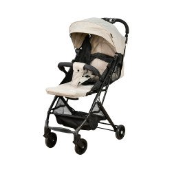 عربة أطفال قابلة للطي قماش بهيكل معدني بيج