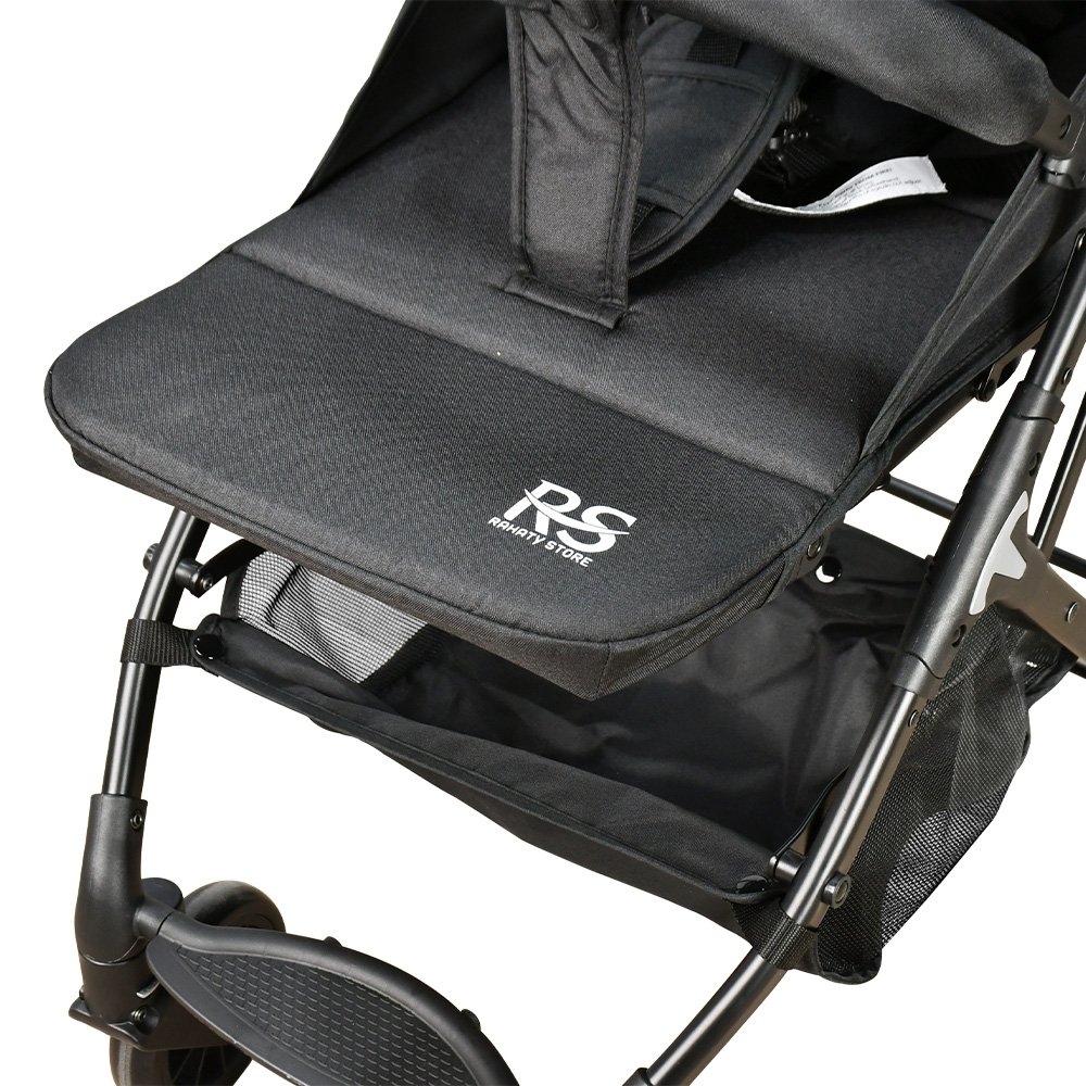 عربة أطفال قابلة للطي قماش بهيكل معدني أسود عربة أطفال قابلة للطي قماش بهيكل معدني أسود