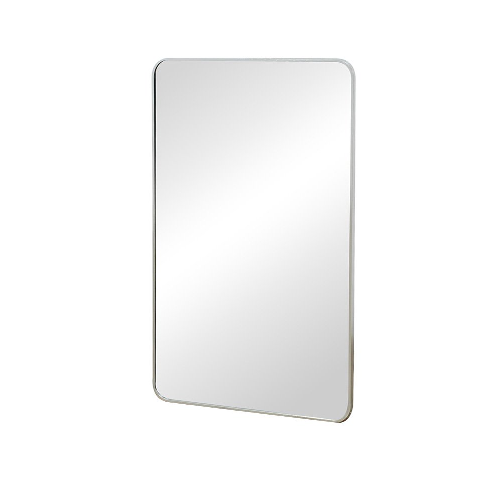 مرآة ديكور حائط بإطار فضي 100×60 سم مرآة ديكور حائط بإطار فضي 100×60 سم