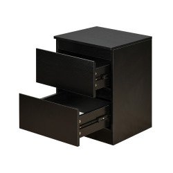 طاولة سرير جانبية خشب بـ 2 درج عملي أسود