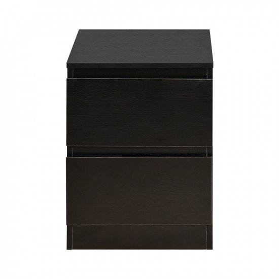 طاولة سرير جانبية خشب بـ 2 درج عملي أسود