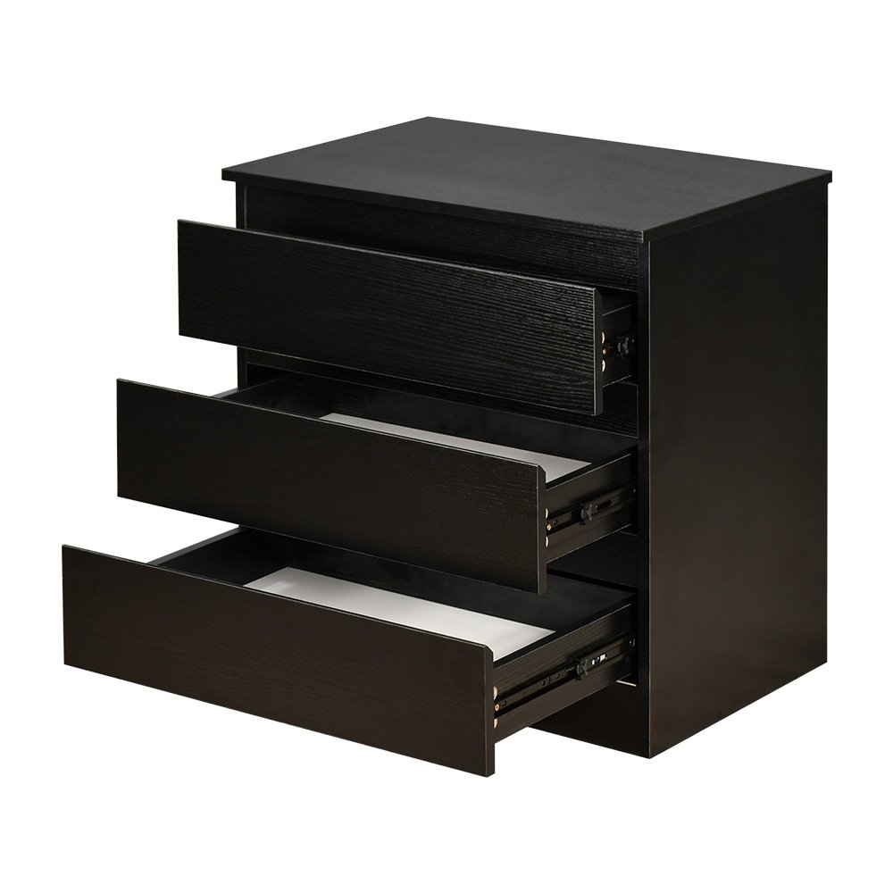 خزانة خشب بـ 3 أدراج تصميم عصري أسود