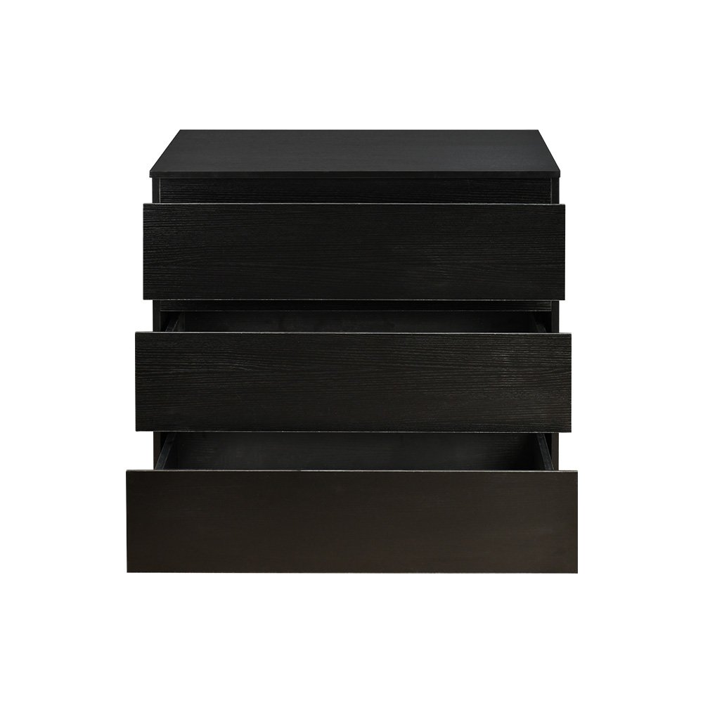 خزانة خشب بـ 3 أدراج تصميم عصري أسود 80×87 سم