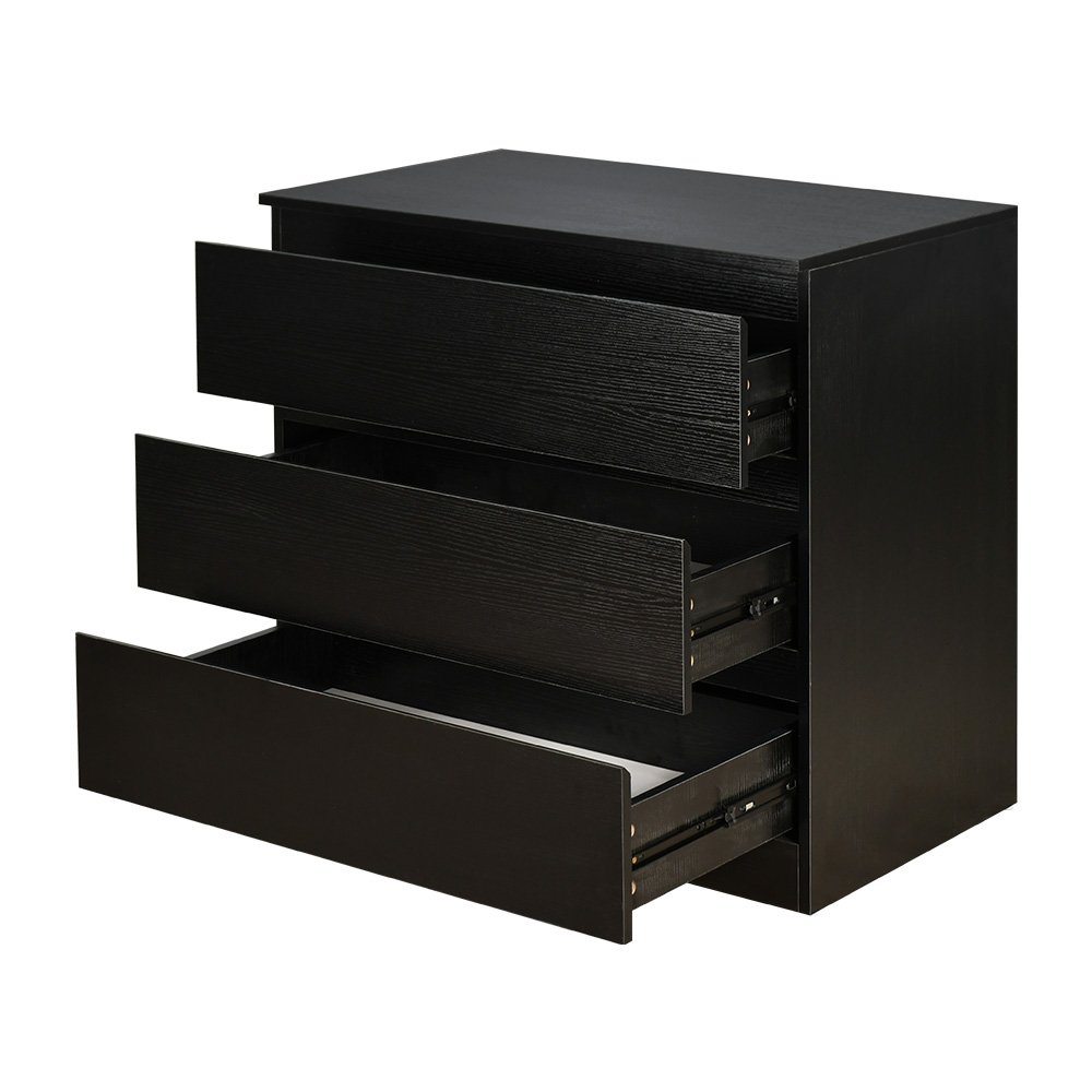 خزانة خشب بـ 3 أدراج تصميم عصري أسود 80×87 سم