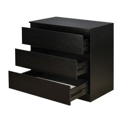 خزانة خشب بـ 3 أدراج تصميم عصري أسود 80×87 سم