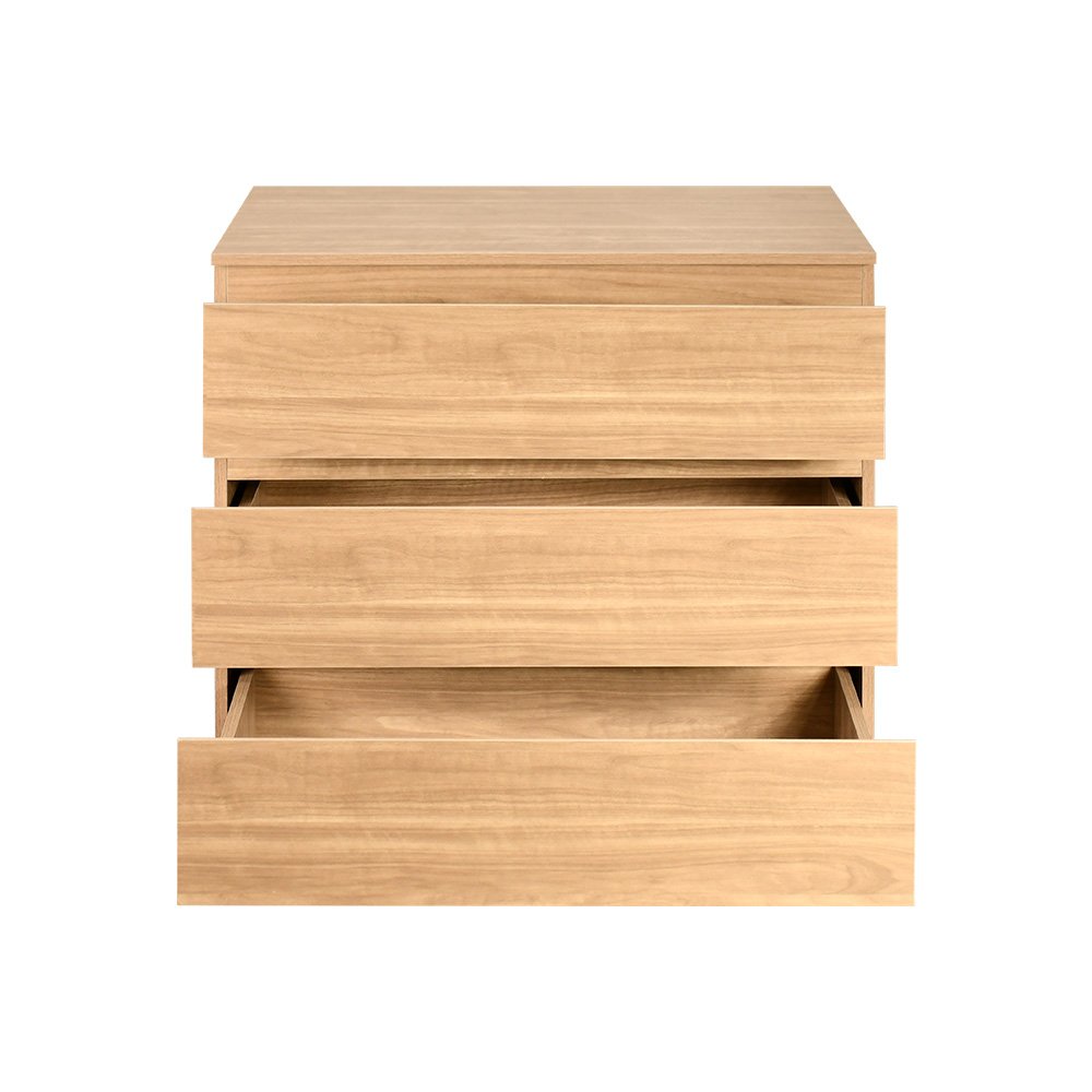 خزانة خشب بـ 3 أدراج تصميم عصري بيج 80×87 سم