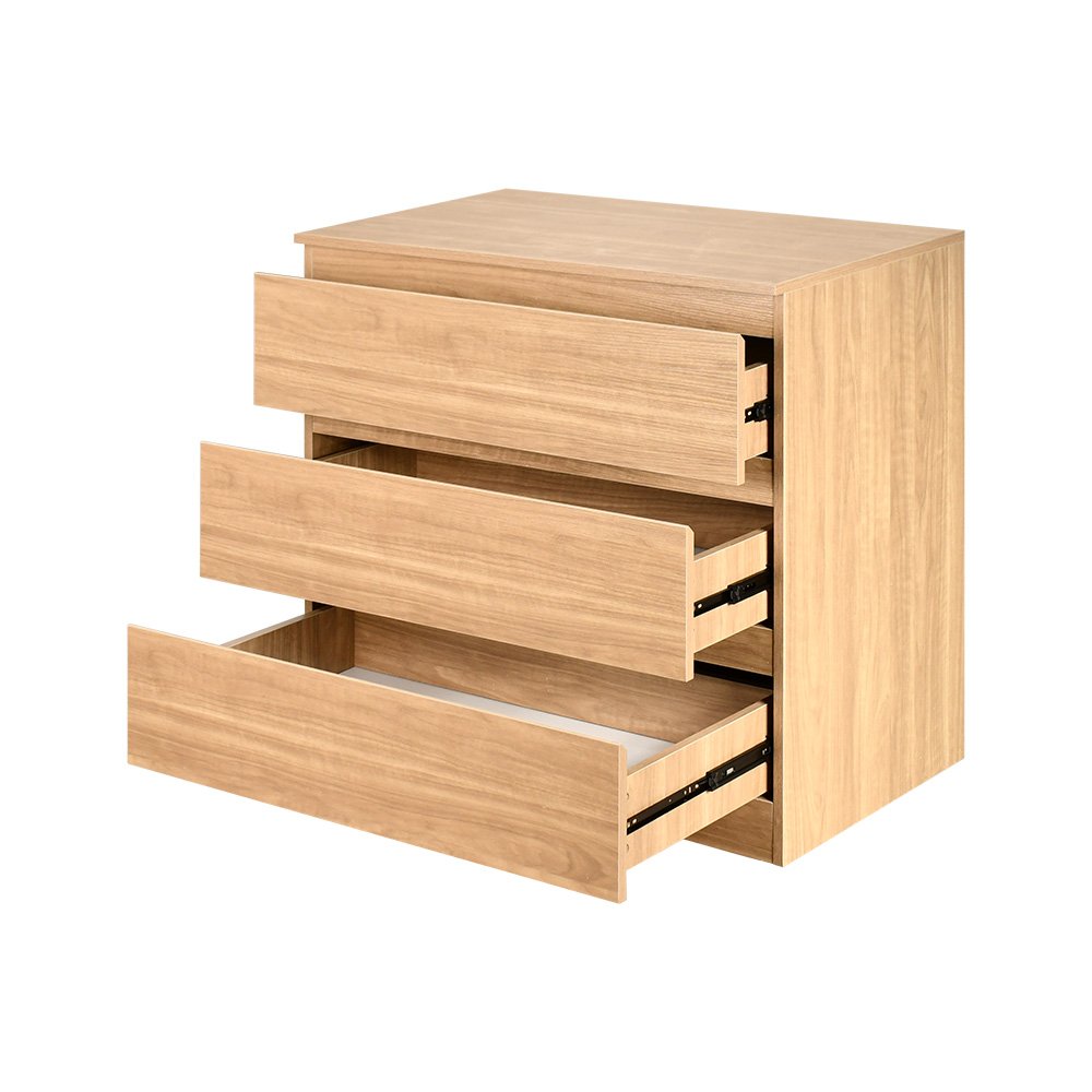 خزانة خشب بـ 3 أدراج تصميم عصري بيج 80×87 سم