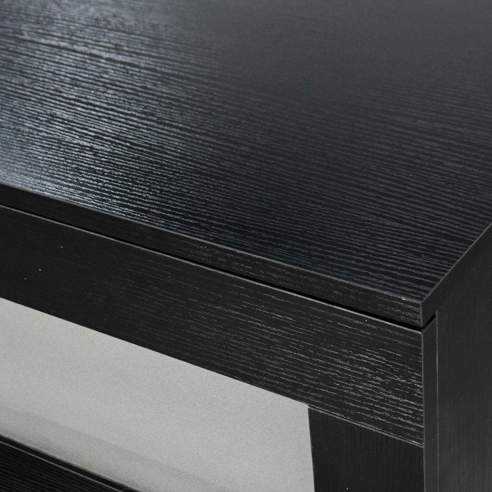 خزانة خشب مع زجاج بـ 3 أدراج أسود 95×78 سم