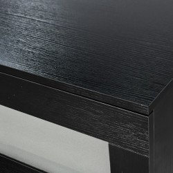 خزانة خشب مع زجاج بـ 3 أدراج أسود 95×78 سم