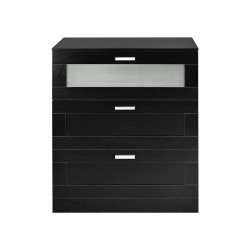 خزانة خشب مع زجاج بـ 3 أدراج أسود 95×78 سم خزانة خشب مع زجاج بـ 3 أدراج أسود 95×78 سم