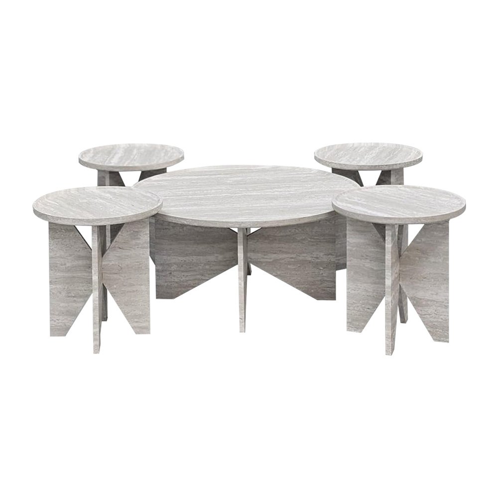 طقم طاولات خدمة مودرن خشبي 5 قطع رمادي طقم طاولات خدمة مودرن خشبي 5 قطع رمادي