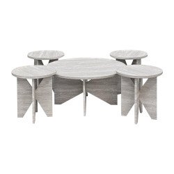 طقم طاولات خدمة مودرن خشبي 5 قطع رمادي