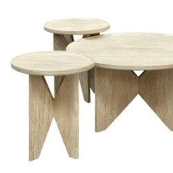 طقم طاولات خدمة مودرن خشبي 5 قطع بيج