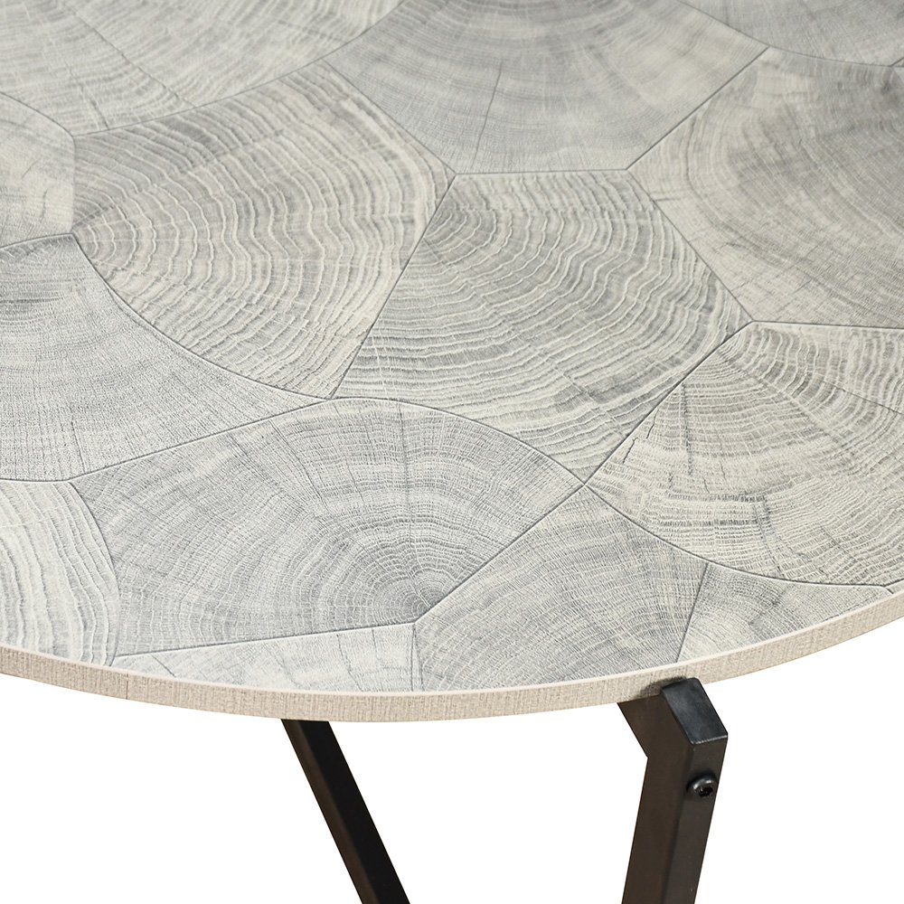 طقم طاولات خدمة خشب 5 قطع بأرجل معدنية رمادي