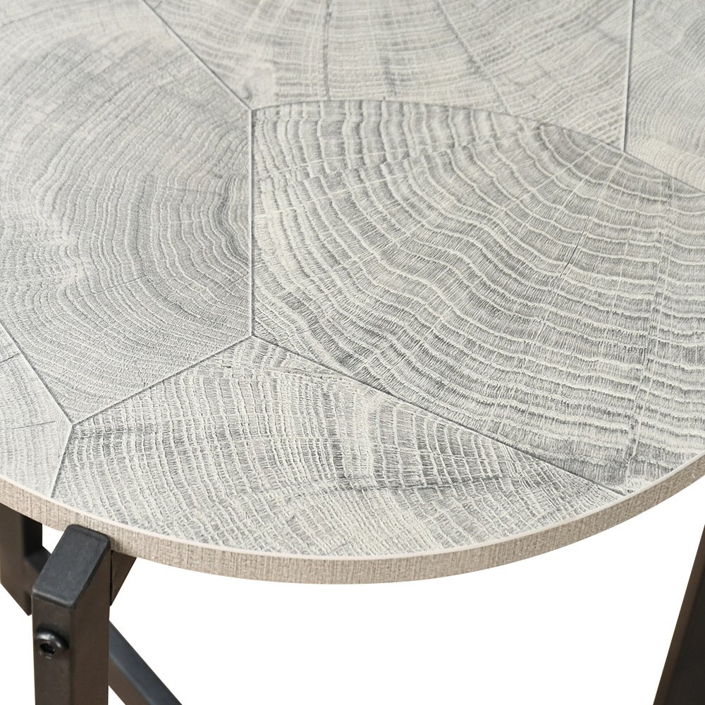 طقم طاولات خدمة خشب 5 قطع بأرجل معدنية رمادي