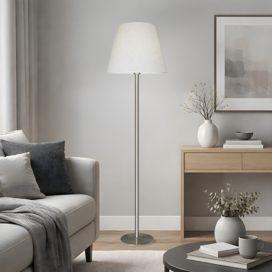 أباجورة استاند معدني تصميم عصري فضي