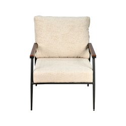 كرسي مفرد قماش بهيكل معدني تصميم عصري بيج