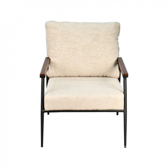 كرسي مفرد قماش بهيكل معدني تصميم عصري بيج كرسي مفرد قماش بهيكل معدني تصميم عصري بيج