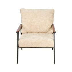 كرسي مفرد مخمل بهيكل معدني تصميم عصري بيج