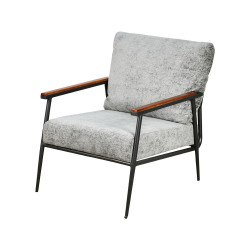 كرسي مفرد مخمل بهيكل معدني تصميم عصري رمادي