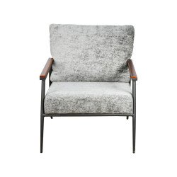 كرسي مفرد مخمل بهيكل معدني تصميم عصري رمادي