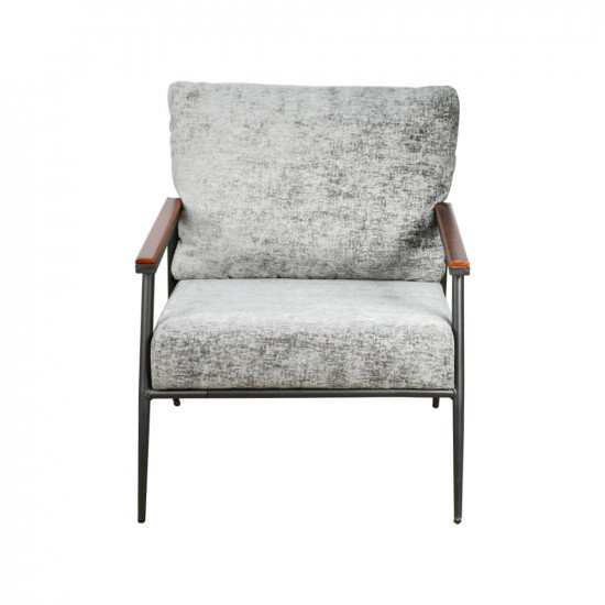 كرسي مفرد مخمل بهيكل معدني تصميم عصري رمادي كرسي مفرد مخمل بهيكل معدني تصميم عصري رمادي