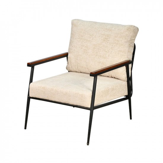 كرسي مفرد قماش بهيكل معدني تصميم عصري بيج كرسي مفرد قماش بهيكل معدني تصميم عصري بيج