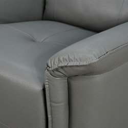 كرسي استرخاء فخم هزار دوار جلد بتصميم عصري رمادي