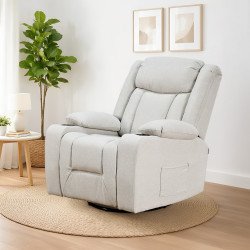 كرسي استرخاء فاخر هزاز دوار بتصميم مودرن بيج