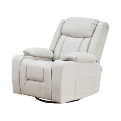 كرسي استرخاء فاخر هزاز دوار بتصميم مودرن بيج