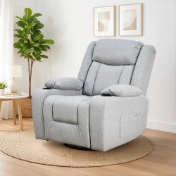 كرسي استرخاء فاخر هزاز دوار بتصميم مودرن رمادي