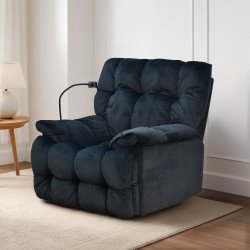 كرسي استرخاء فخم هزاز دوار بحامل جوال عصري أسود