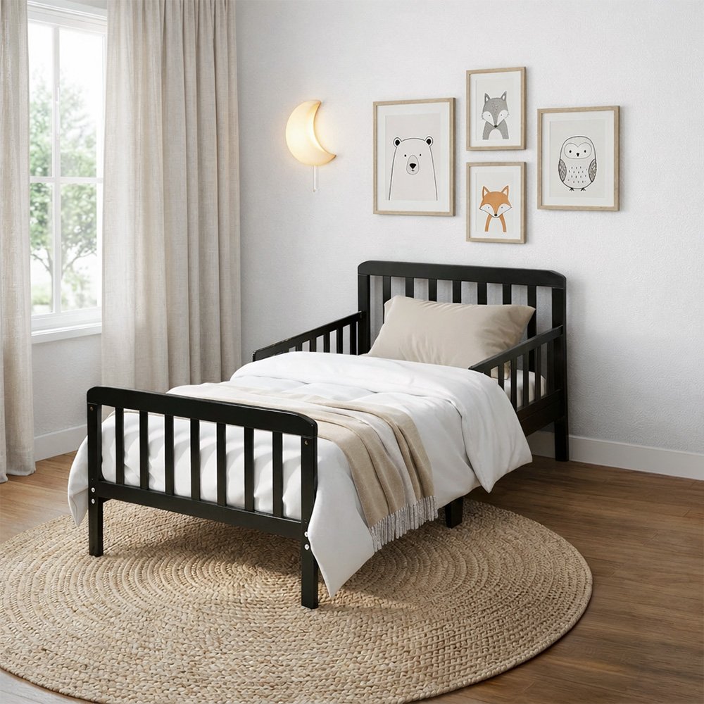 سرير أطفال حواجز أسود 70×135 سم