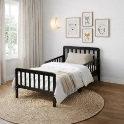 سرير أطفال حواجز أسود 70×135 سم