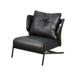 كرسي مفرد جلد بهيكل معدني تصميم عصري أسود