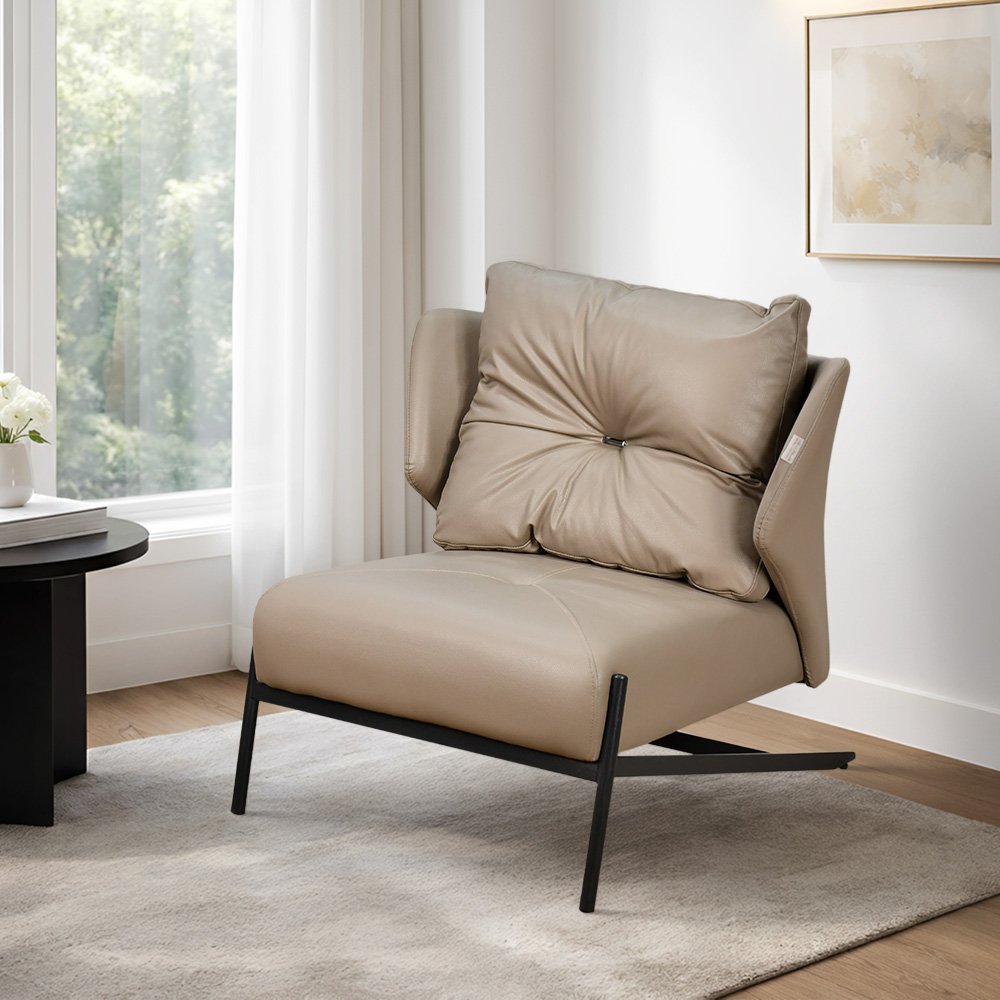 كرسي مفرد جلد بهيكل معدني تصميم عصري كافيه كرسي مفرد جلد بهيكل معدني تصميم عصري كافيه