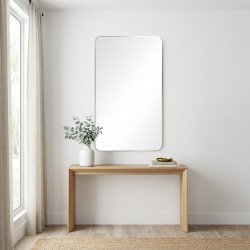 مرآة ديكور حائط بإطار فضي 100×60 سم