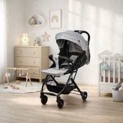 عربة أطفال قابلة للطي قماش بهيكل معدني رمادي عربة أطفال قابلة للطي قماش بهيكل معدني رمادي