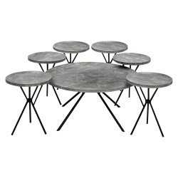 طقم طاولات خدمة 7 قطع خشبي بأرجل معدنية رمادي