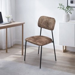 كرسي مفرد عصري قماش بهيكل معدني بني